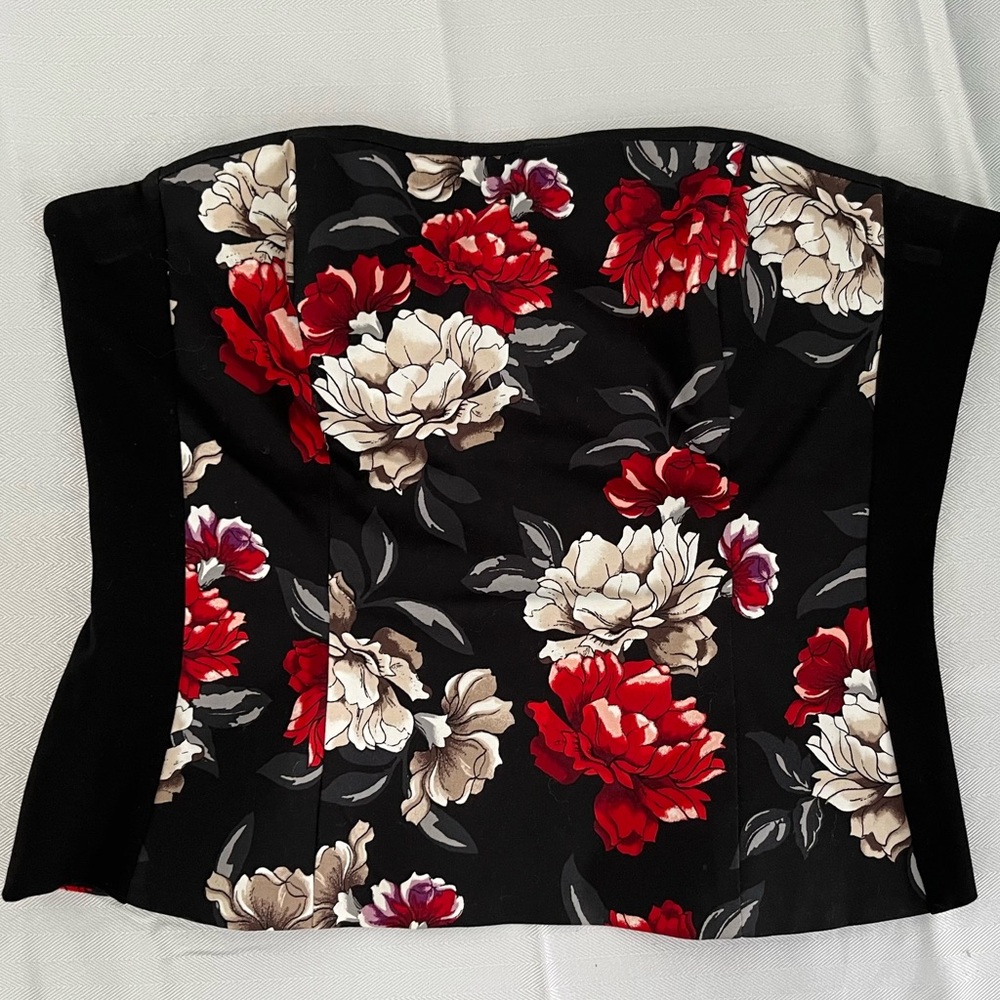 WHBM White House black market bustier corset roses size  6